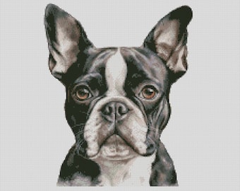Boston Terrier Dog 1 Cross Stitch Chart Instant Download PDF Pattern Keeper Compatible