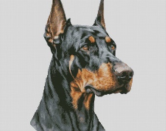 Dobermann Dog 2 Counted Cross Stitch Chart Only or Complete Kit