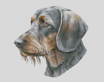 Wirehaired Dachshund Dog 5 Cross Stitch Chart Instant Download PDF Pattern Keeper Compatible