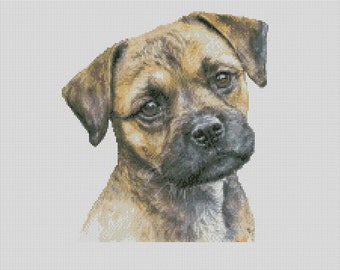Border Terrier Dog 3 Counted Cross Stitch Chart or Complete Kit