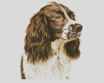 English Springer Spaniel Dog Cross Stitch Chart Instant Download PDF Pattern Keeper Compatible