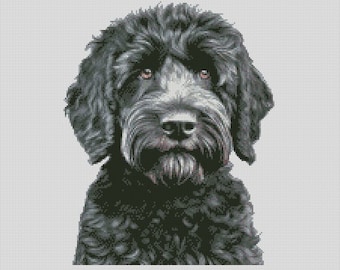 Black Goldendoodle Dog 1 Counted Cross Stitch Chart or Complete Kit