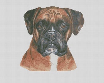 Gráfico de punto de cruz para perro bóxer, descarga instantánea de patrones en PDF, compatible con Keeper.