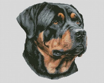 Diagrama de punto de cruz de perro rottweiler 1 Descarga instantánea Patrón PDF Compatible con Keeper