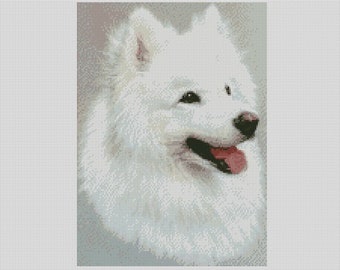 Samoyed Dog Counted Cross Stitch Chart or Complete Kit