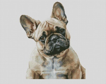Gráfico de punto de cruz de bulldog francés 5 Descarga instantánea Patrón PDF compatible con Keeper