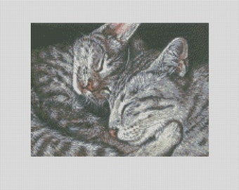Tabby Cats Nap Time Cross Stitch Chart Instant Download PDF Pattern Keeper Compatible