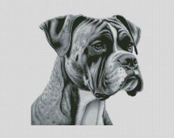 Gráfico de punto de cruz para perro Boxer 1 Descarga instantánea Patrón PDF Compatible con Keeper
