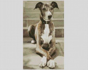 Diagrama de punto de cruz del perro galgo Jack Descarga instantánea Patrón PDF compatible con Keeper