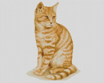 Kit completo o diagrama de punto de cruz de Ginger Cat