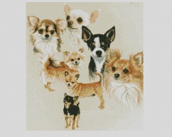 Instant Download PDF Cross Stitch Chart Chihuahua Dog Pattern Keeper Compatible