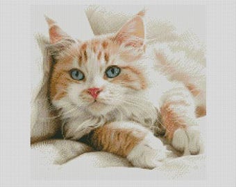 Ginger and White Cat Who Me Counted Cross Stitch Chart Only or Complete Kit