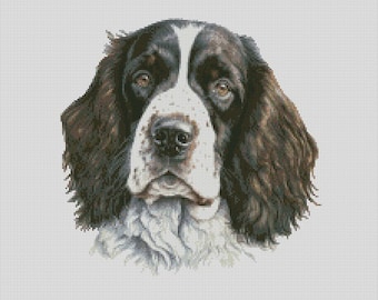 English Springer Spaniel Dog 1 Cross Stitch Chart Instant Download PDF Pattern Keeper Compatible