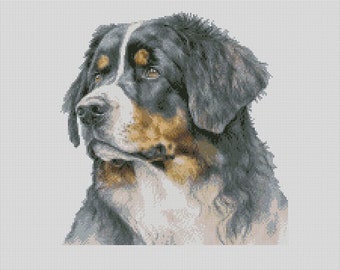 Gráfico de punto de cruz de 10 perros de montaña bernés Descarga instantánea Patrón PDF Compatible con Keeper
