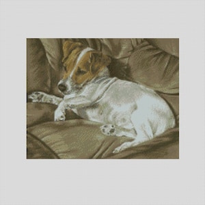 Jack Russell Terrier Dog Recharge Cross Stitch Chart Instant Download PDF Pattern Keeper Compatible