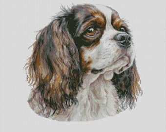 Diagrama de punto de cruz para perro Cavalier King Charles Spaniel 2, descarga instantánea de patrones en PDF, compatible con Keeper
