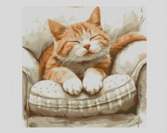Ginger and White Cat The Good Life Counted Cross Stitch Chart Only or Complete Kit