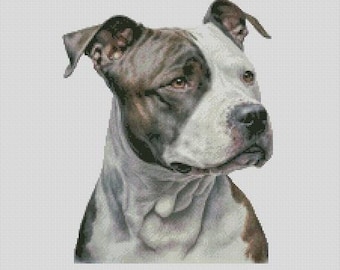 American Staffordshire Bull Terrier Dog 1 Cross Stitch Chart Instant Download PDF Pattern Keeper Compatible