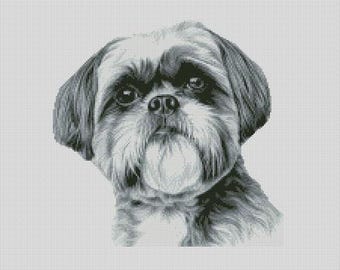 Diagrama de punto de cruz para perro Shih Tzu 2 Descarga instantánea Patrón PDF Compatible con Keeper