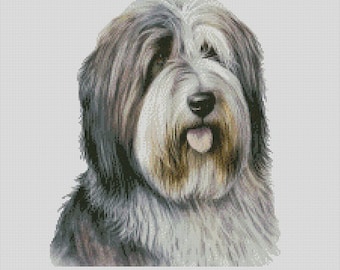Bearded Collie Dog 2 Cross Stitch Chart Instant Download PDF Pattern Keeper Compatible