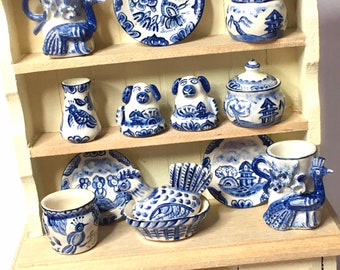 Blue & White Miniatures (1/12th dollhouse scale)