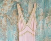 Pink Nightgown Vintage Bridal Trousseau 1970s Pale Pink Ivory Lace Nightgown Vintage Night Gown Pink Lace Nightie Vintage Romantic Sleepwear
