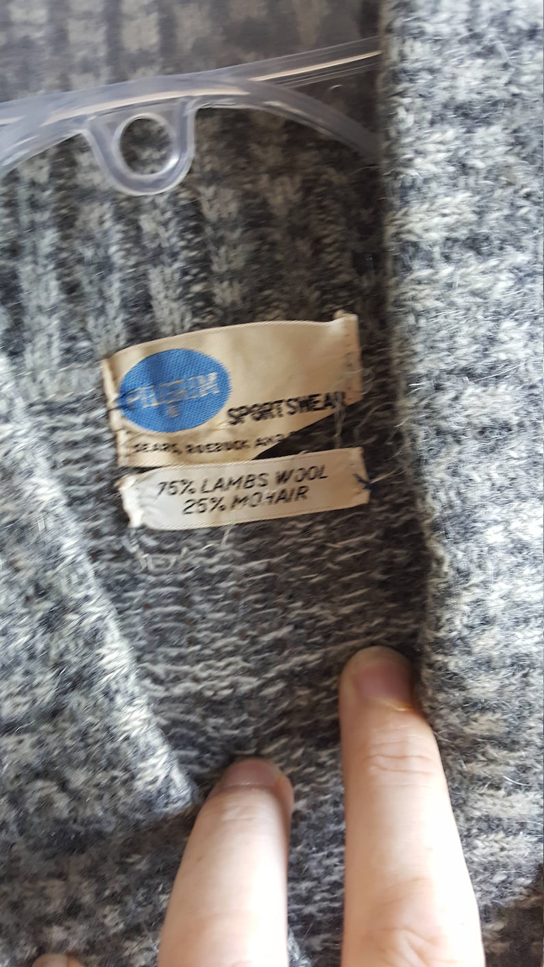 Gray Sportsman Pullover Sweater Cardigan Sweater Wool Mohair Rustic Warm Hand Knit Vintage Super Warm Holiday Gift