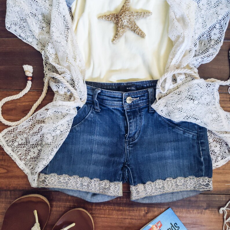 jean shorts with lace Noir brand