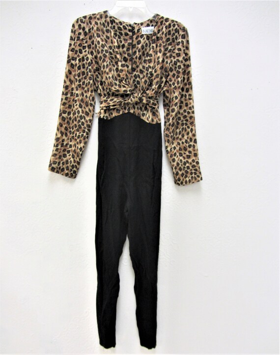 Vintage leopard print pantsuit, 1990's jumpsuit, b