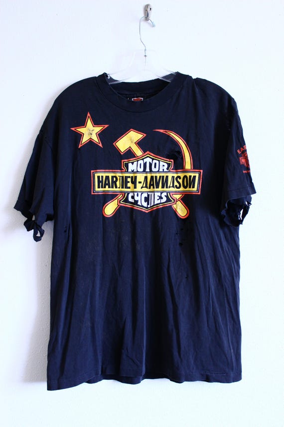 Harley Davidson 70's T-shirt Russian Hammer Sickle Star Eastside