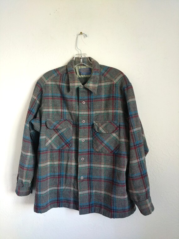 Men's Pendleton Shirt, Vintage Wool Plaid shirt Ja