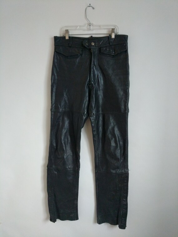 Leather Pants / Unisex Black Leather Pants /Mens M