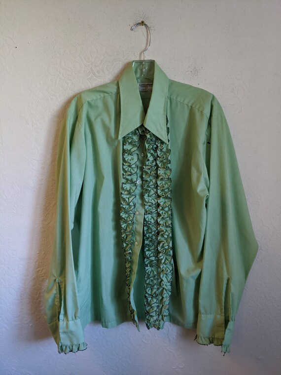 Vintage ruffle front men's tuxedo shirt, Button up