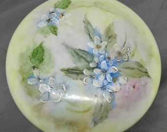 Antique Old Vintage Hand Painted Porcelain Dresser Box Floral Flowers