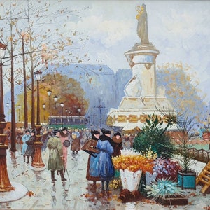 Vintage Artist Signed Original Art Impressionist Style French Paris Cityscape Painting