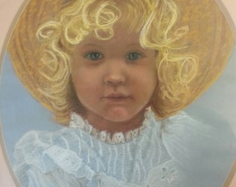 Little Girl Pastel Painting Drawing Child Portrait Artist Signed Original Art