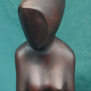 Old Vintage Hand Carved Wooden Statue Sculpture Wood Carving Woman Female Form Mid Century Modern MCM