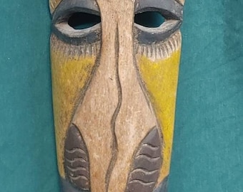 Old Vintage Hand Carved Wooded African Tribal Native Mask Ethnographic Art Wood Carving