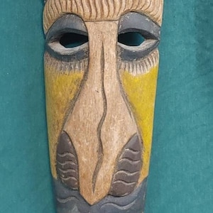 Old Vintage Hand Carved Wooded African Tribal Native Mask Ethnographic Art Wood Carving