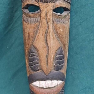 Old Vintage Hand Carved Wooded Tribal Native African Mask Ethnographic Art Wood Carving