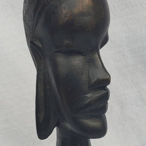 Old Vintage Hand Carved Wooden African Figure Bust Sculpture Ethnic Tribal Native Wood Carving Ethnographic Art