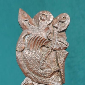 Old Vintage Hand Carved Dragon Sheathed Meat Serving Fork India