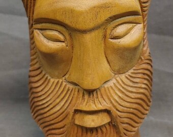 Old Vintage Hand Carved Wooden Figure Bust Head Wood Carving
