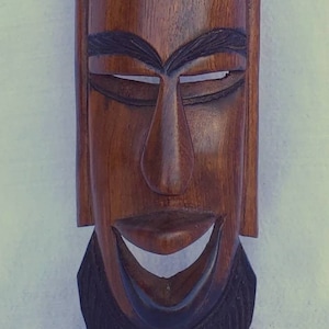 Old Vintage Hand Carved Wooden African Mask Tribal Native Ethnic Art