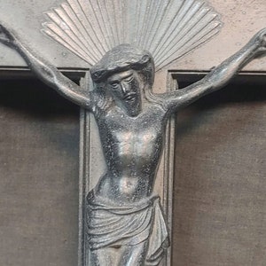 Old Vintage Metal Funeral Casket Coffin Cross Crucifix Christian Religious Jesus Christ