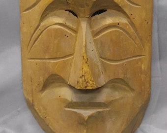 Old Vintage Hand Carved Wooden Hawian Mask Polynesian Tiki Polynesia Pacific Ethnic Art Hawaii