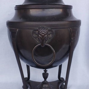 Antique Old Vintage English Georgian Rams Head Bronze Tea Coffee Urn Pot