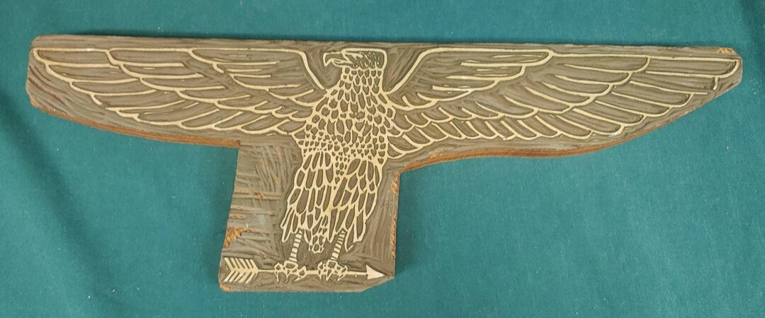 Bloc d'impression encre linoléum aigle fédéral américain découpé à