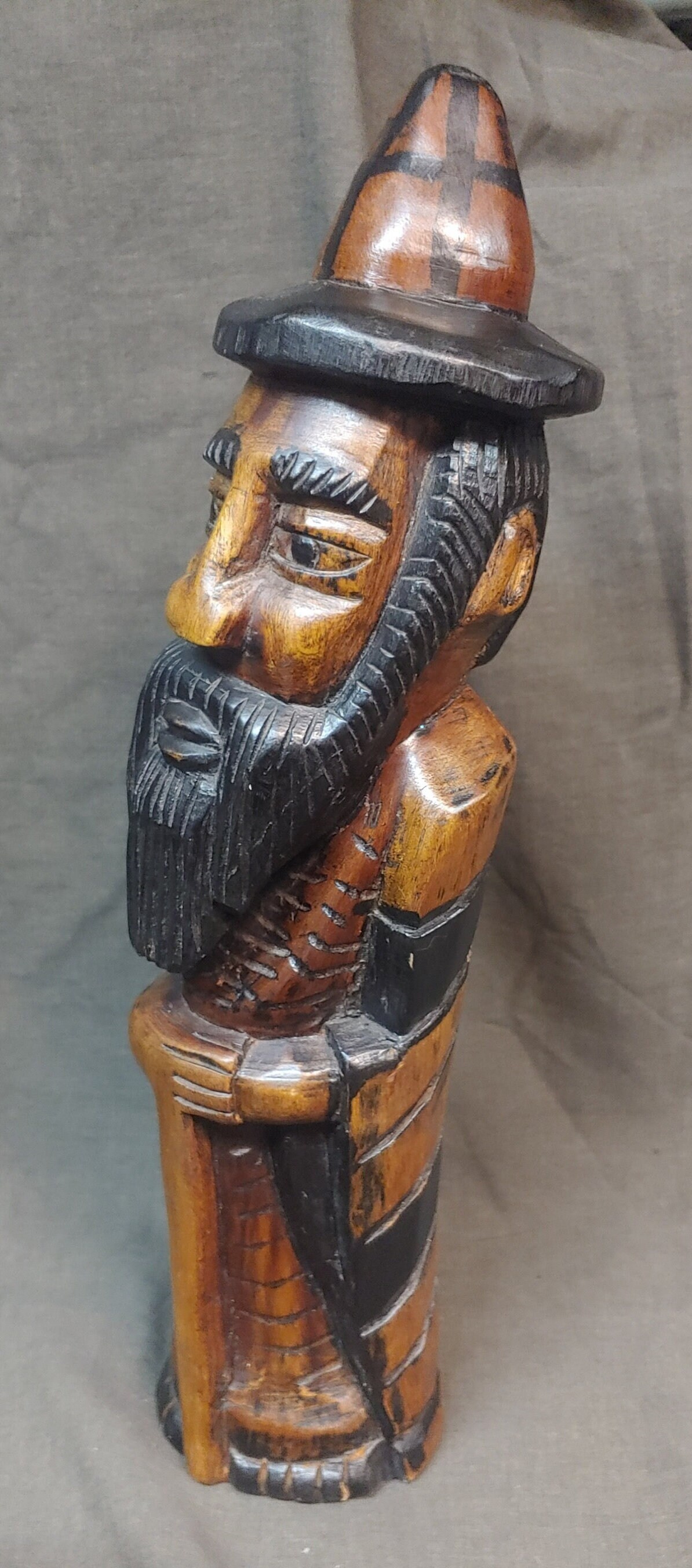 Old Vintage Hand Carved Wooden Figure Statue Wood Carving Bearded ...