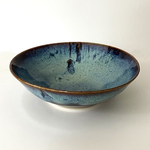 Fruit bowl; Pasta dish; Salad bowl; Wave foam blue bowl; Blue bowl; Decorative bowl; Handmade ceramic bowl; Sky blue bowl; Serving bowl